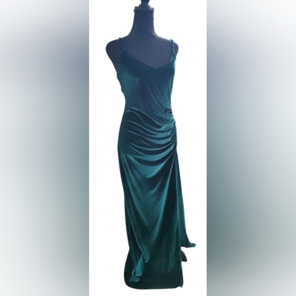 Reformation Dresses & Skirts - Sexy Reformation One Shoulder Teal Velvet Dress Size M